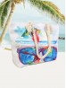 Canvas Sunglass Print Shoulder Tote